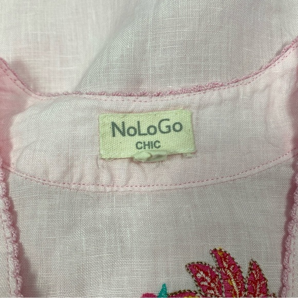 Linen NoLoGo Linen Chic Small / Medium Floral Pintuck Midi Tunic Dress Embroider - Picture 7 of 10